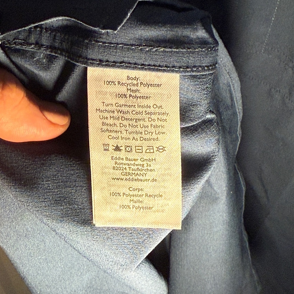 EDDIE BAUER - Men’s 2XL Long Sleeve Button Down Polygiene BioStatic in Navy NWT - Picture 8 of 12